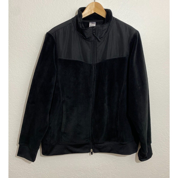 Athletic Works Size 2XL Men Black Fleece Jacket Lightweight Zip Up Long Sleeve - Picture 1 of 11